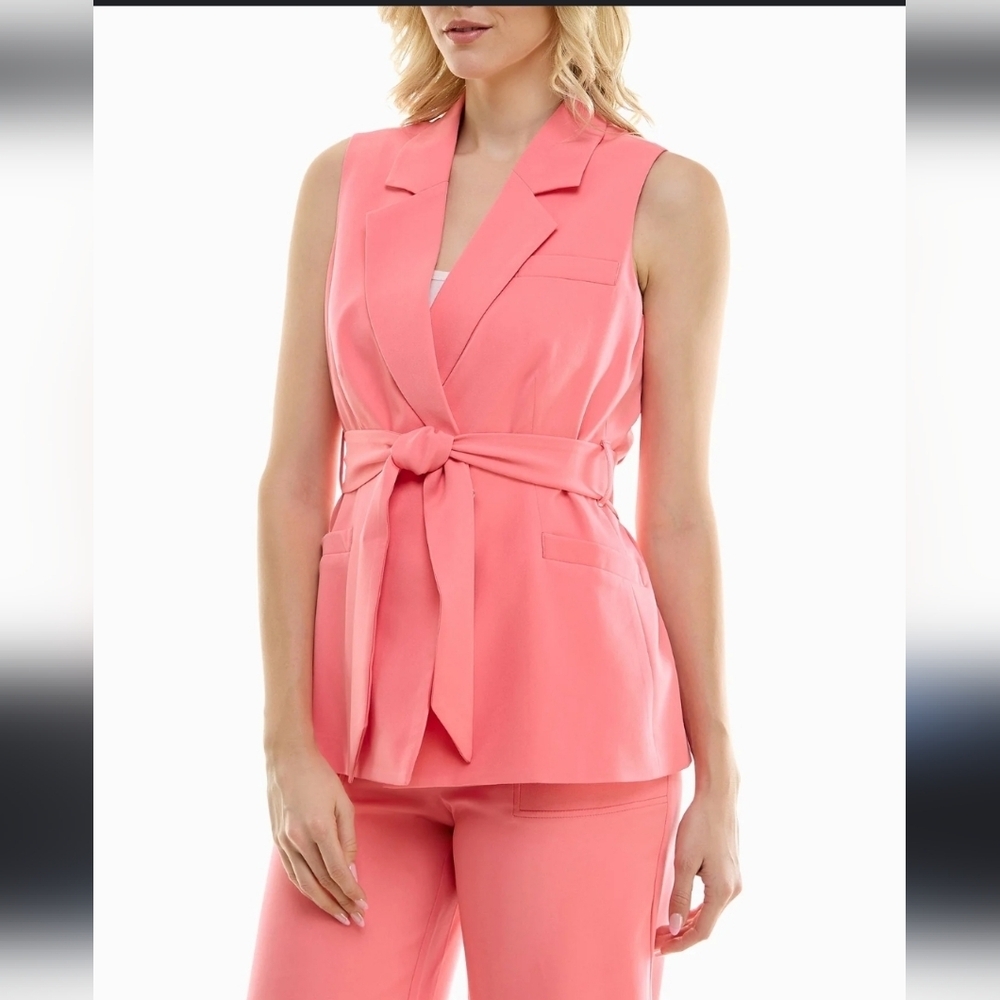 Nicole Miller Vest Sleeveless Blazer Coral NWT $78 Classy Dressy Business Church